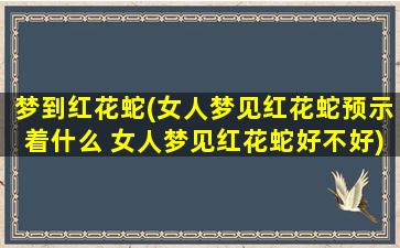 梦到红花蛇(女人梦见红花蛇预示着什么 女人梦见红花蛇好不好)